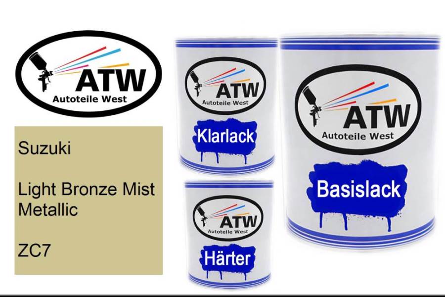 Suzuki, Light Bronze Mist Metallic, ZC7: 1L Lackdose + 1L Klarlack + 500ml Härter - Set, von ATW Autoteile West.